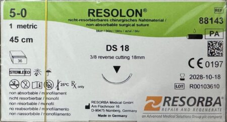 Fir sutură Poliamidă Resolon 5/0 ac 18mm 3/8 reverse-cutting Resorba